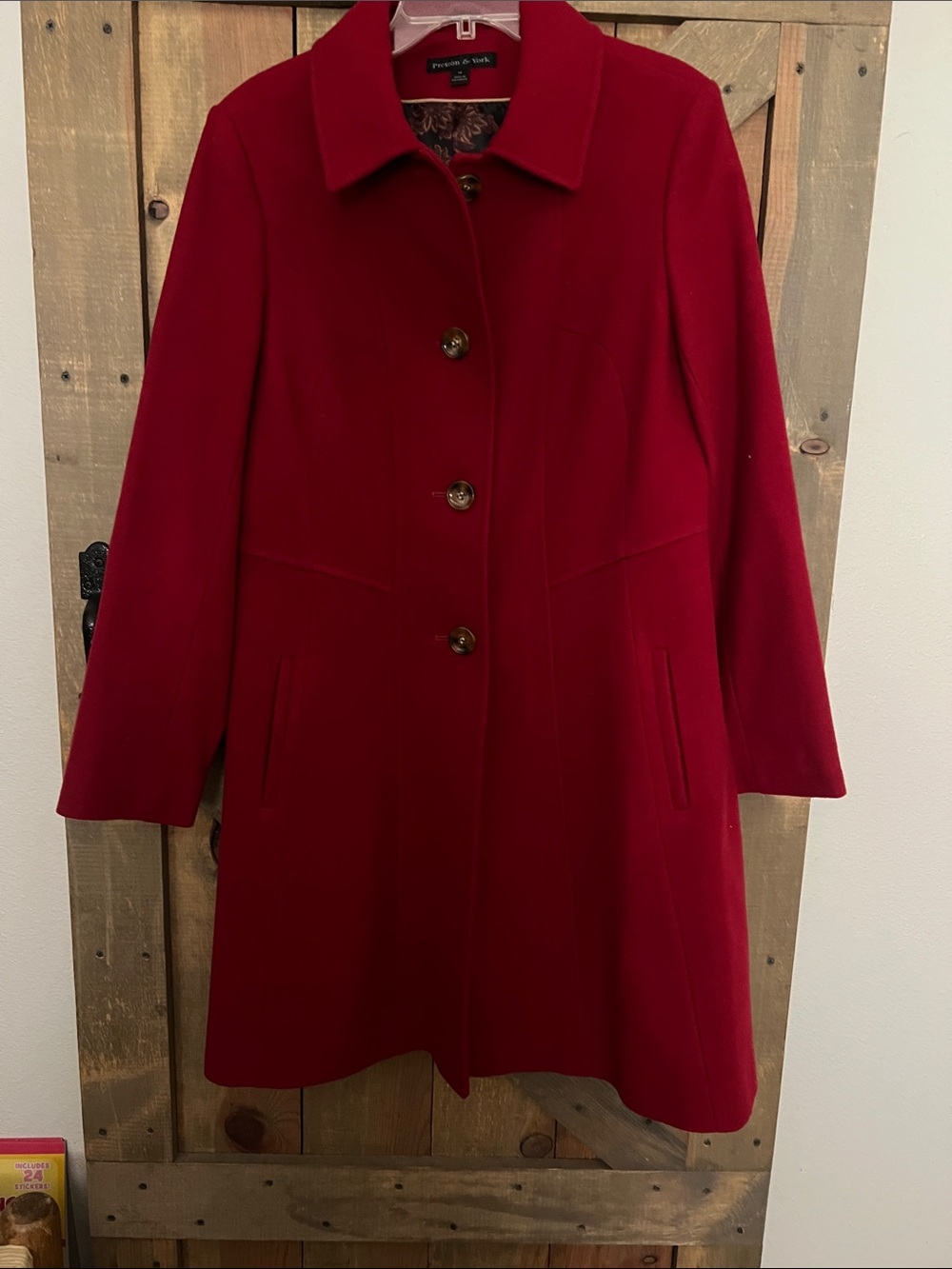 Preston & York Red Wool Princess Style Dress Coat